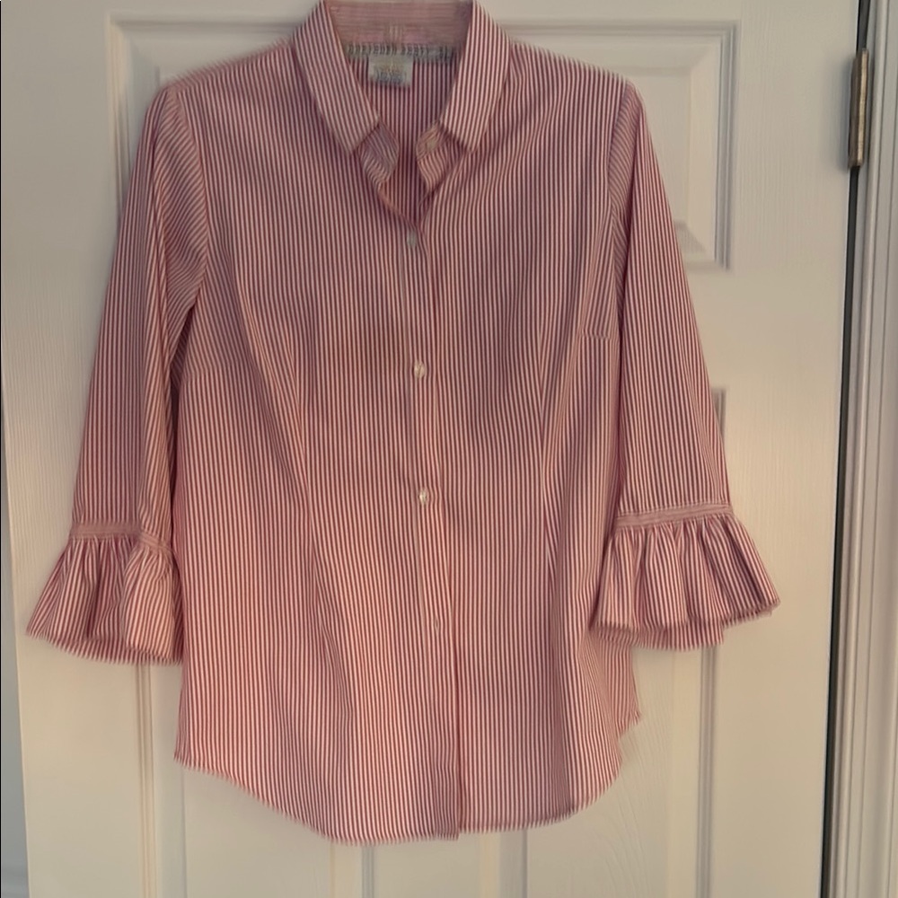 Gretchen Scott Designs Pink Bell Sleeve Button Down Shirt